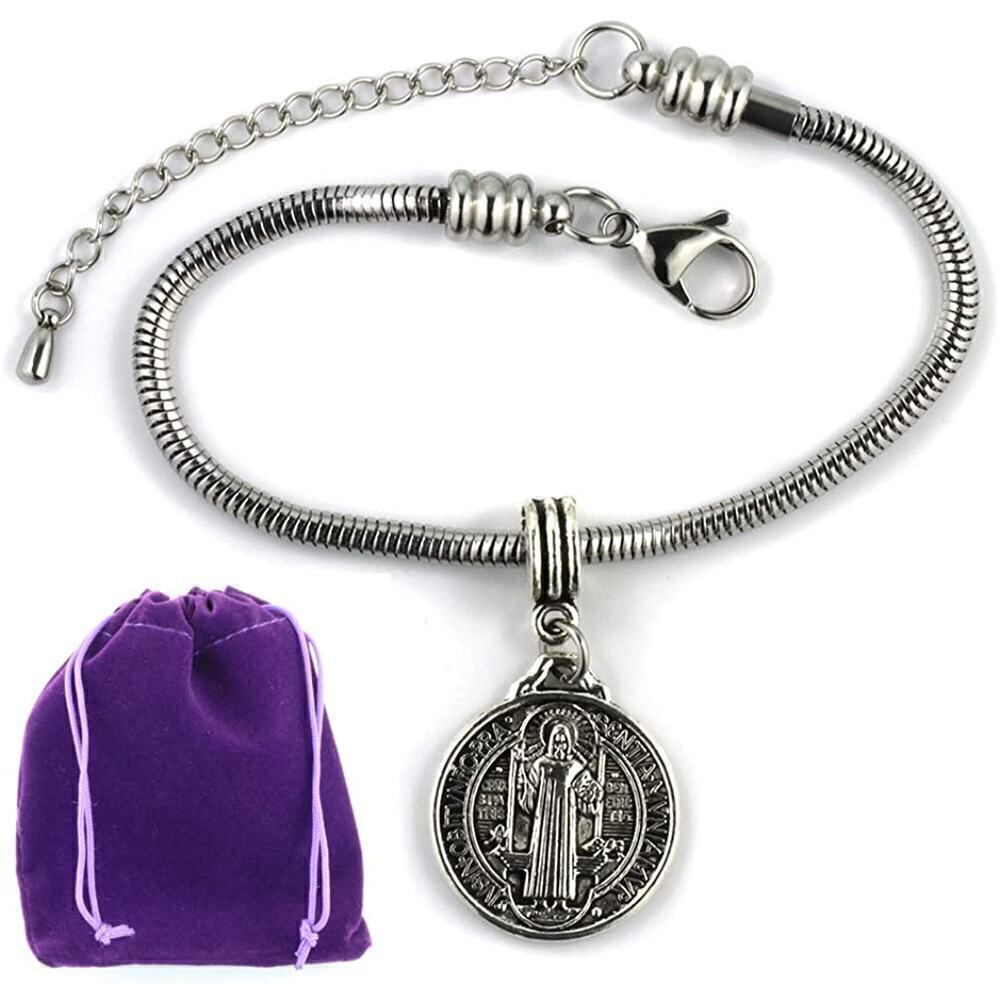 St Benedict Bracelet | Stainless Steel Snake Chain Bracelet